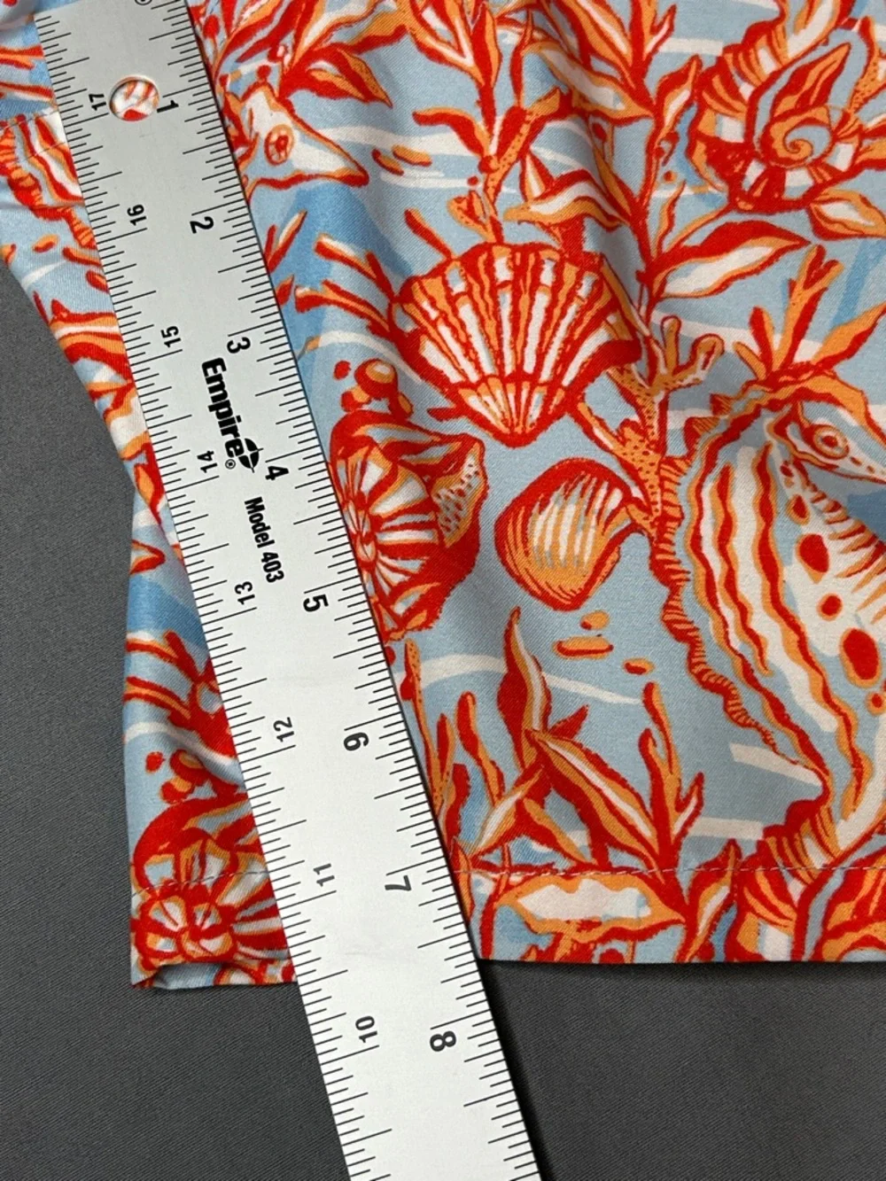 Vineyard Vines Men's Light‎ Blue Swim Suit with Orange Seashell Seahorse Print